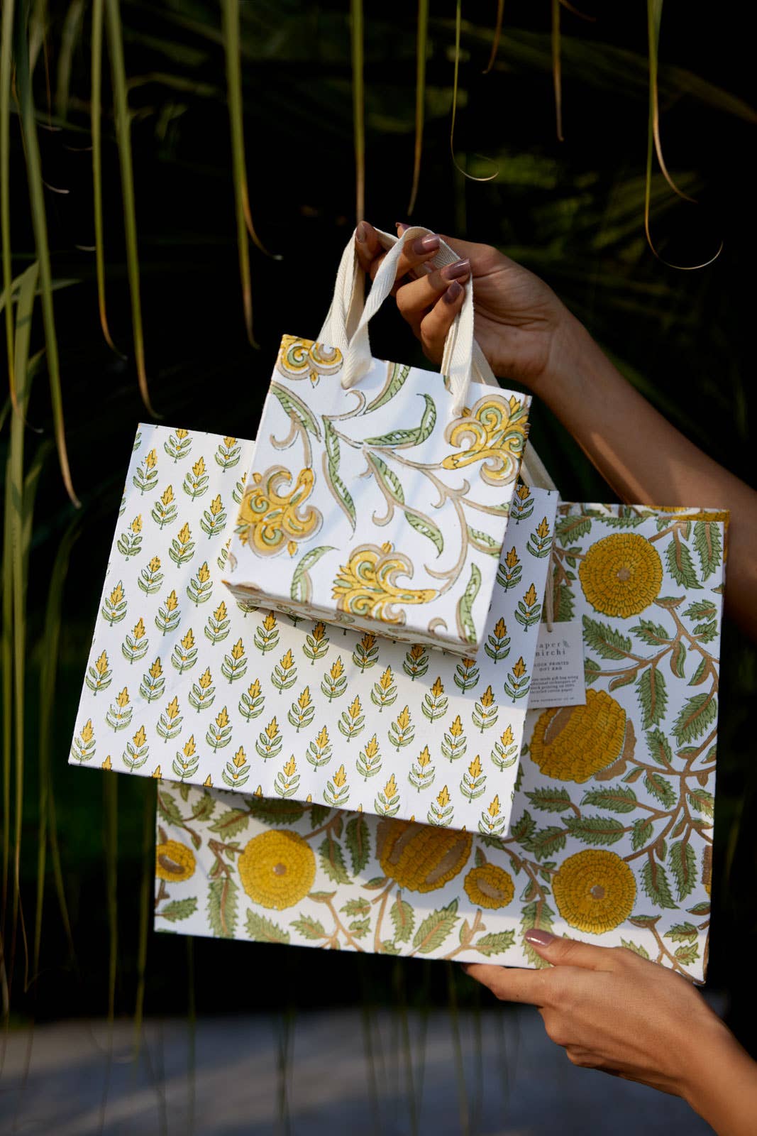 Hand Block Printed Gift Bags (Small) - Sunshine