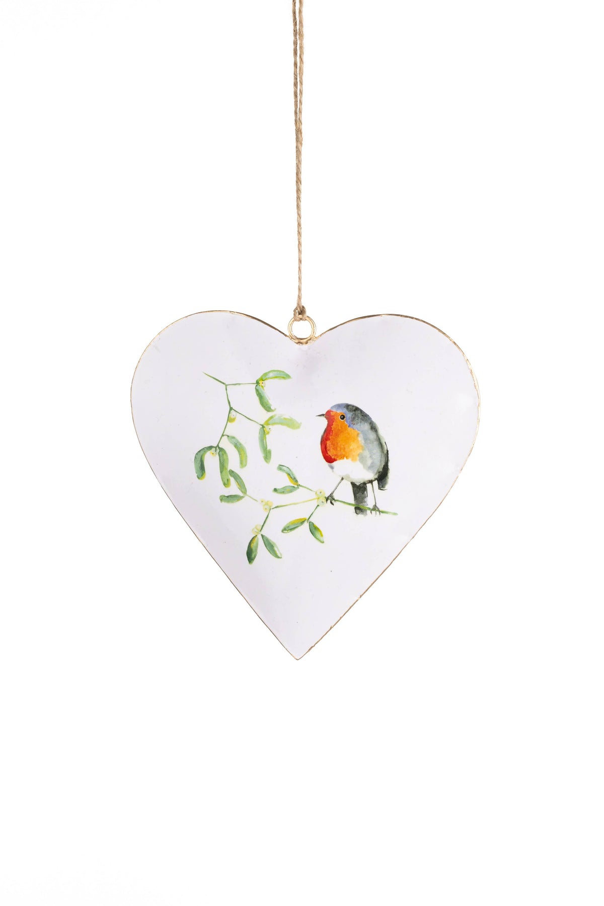 Heart with Robin & Mistletoe Hanging