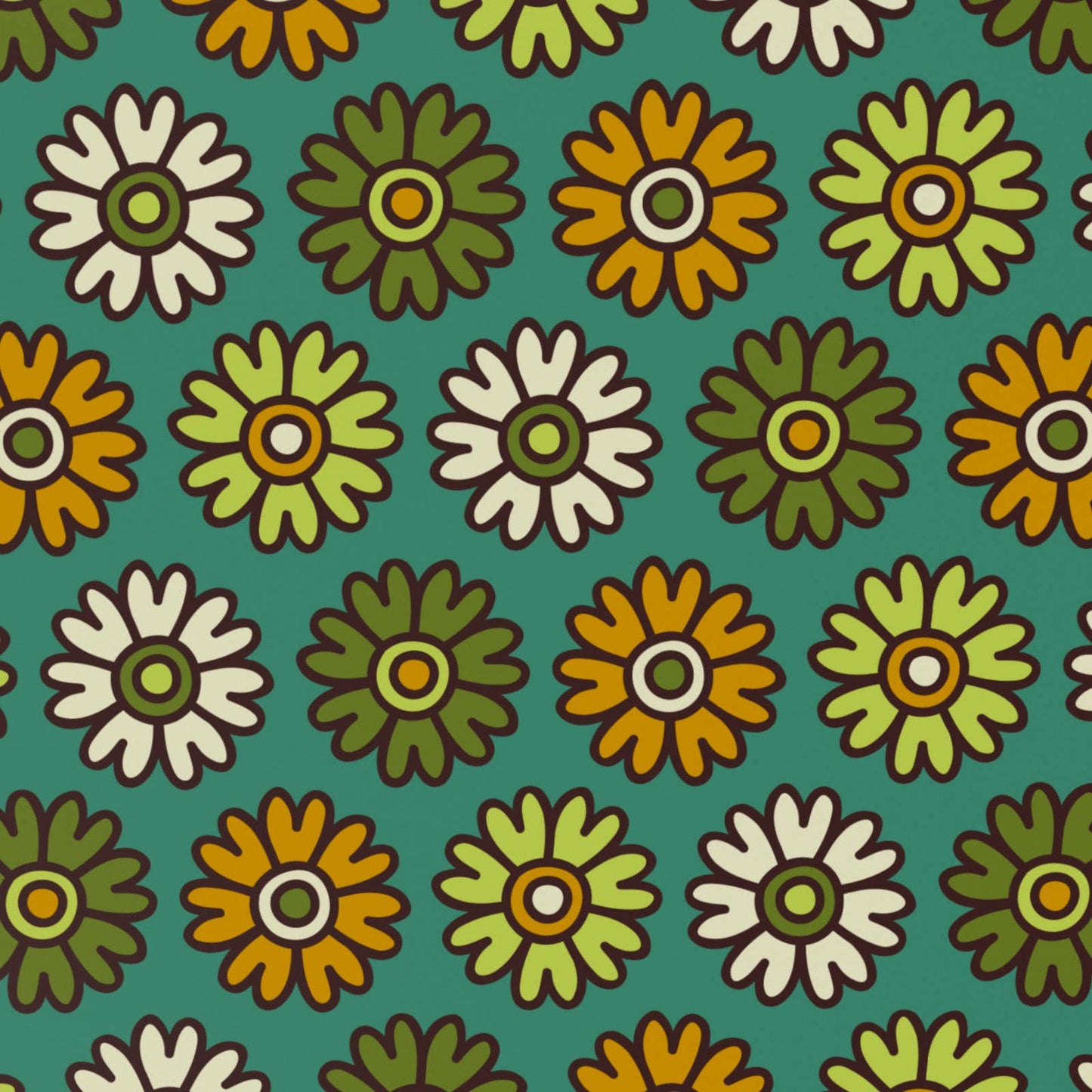 Retro Blue Flowers Wrapping Paper • 100% Recycled • UK Made