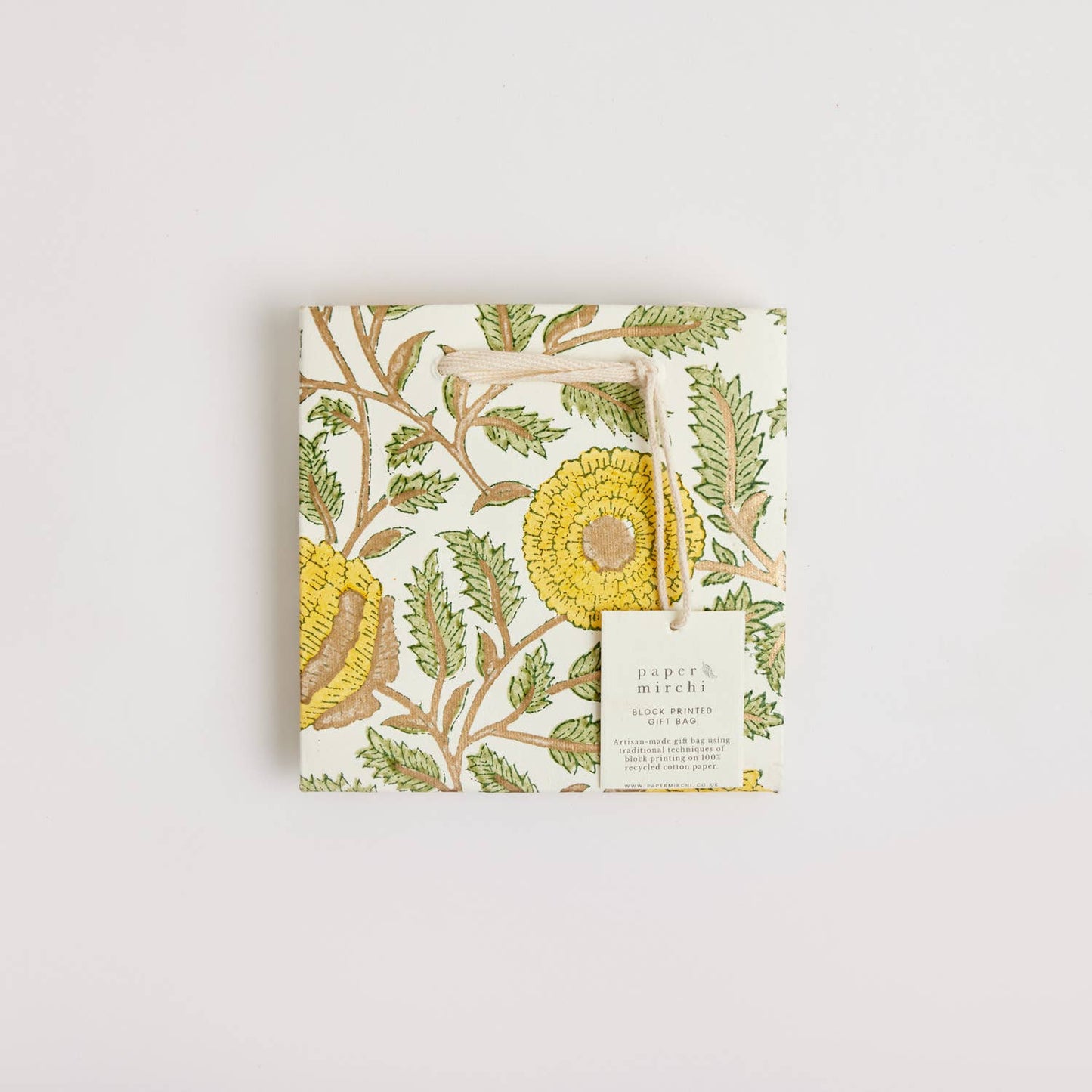 Hand Block Printed Gift Bags (Small) - Sunshine