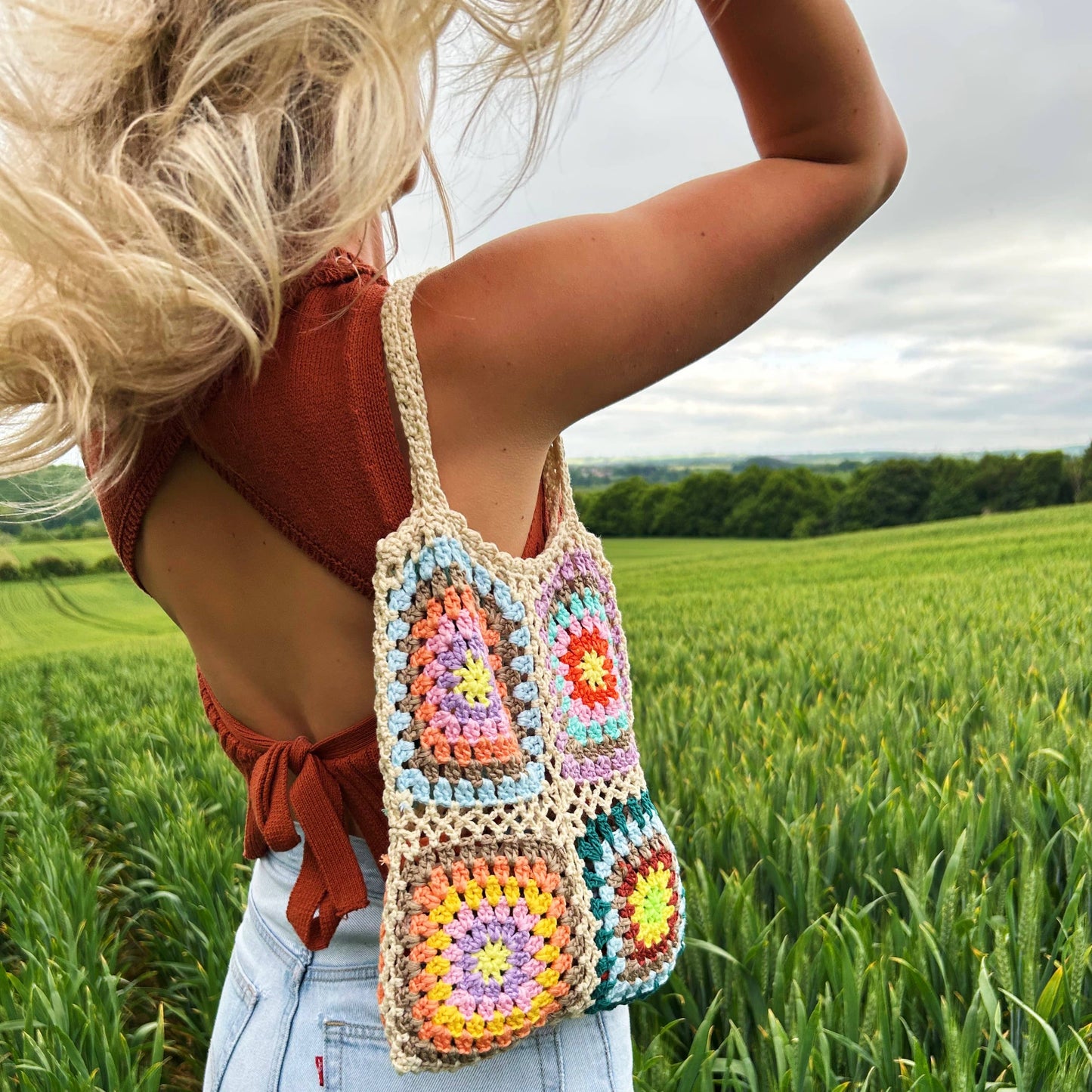 Handmade Granny Square Crochet Shoulder Bag Various Colours - SALE, WAS £29.99 NOW £20.00