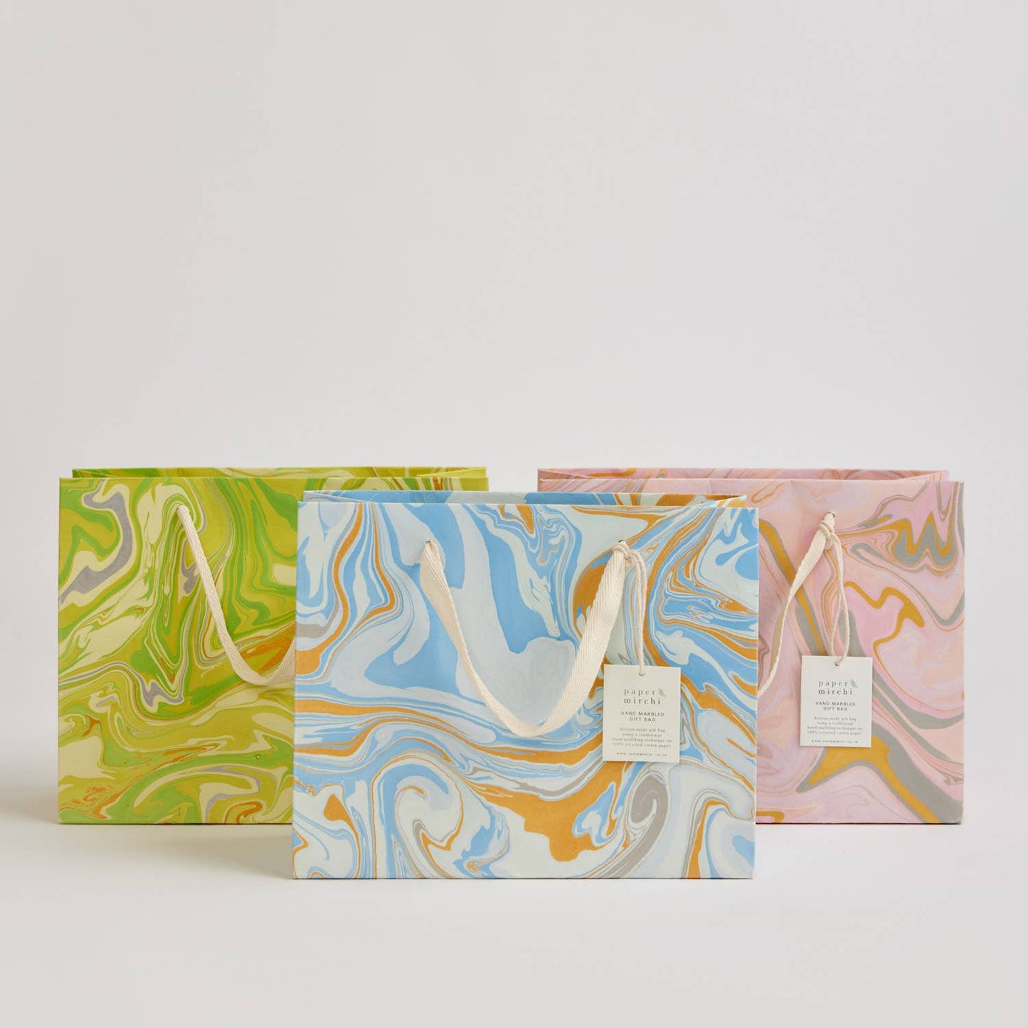 Hand Marbled Gift Bags (Medium) - Pastel