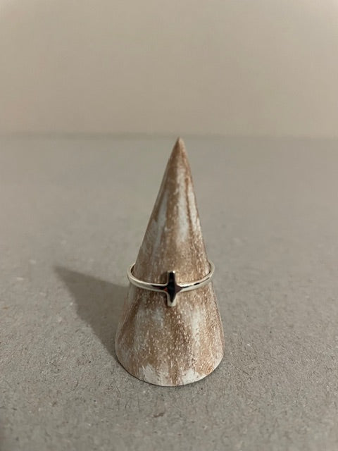 R988 Dainty Cross Sterling Silver Stacking Ring