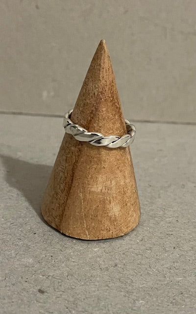Multi plait silver ring L