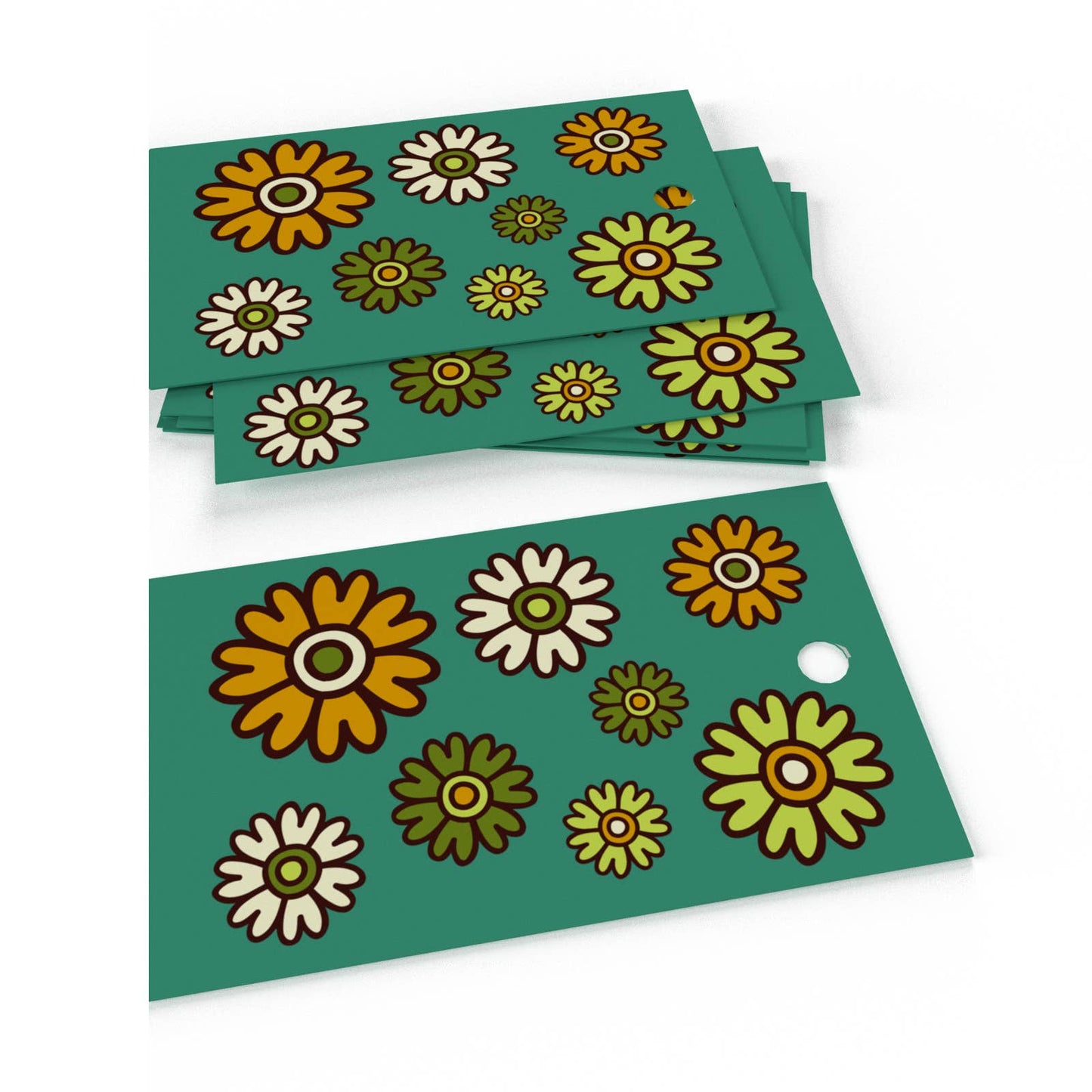 Retro Blue Flowers Wrapping Paper • 100% Recycled • UK Made