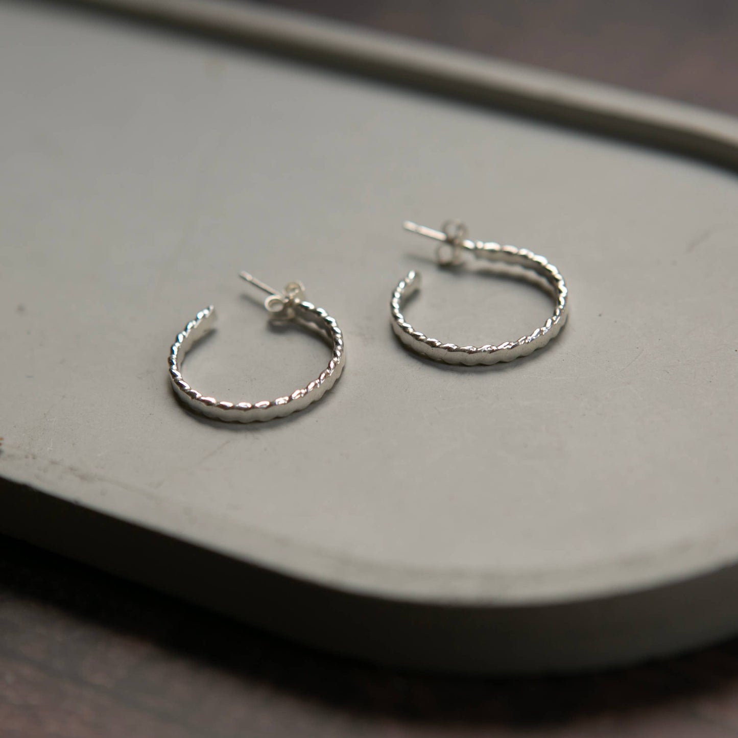 Flat Twist Hoop Studs Sterling Silver dainty design earrings