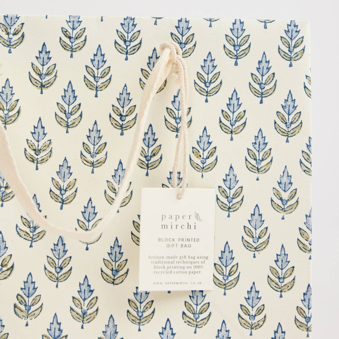 Hand Block Printed Gift Bags (Medium) - Blue Stone