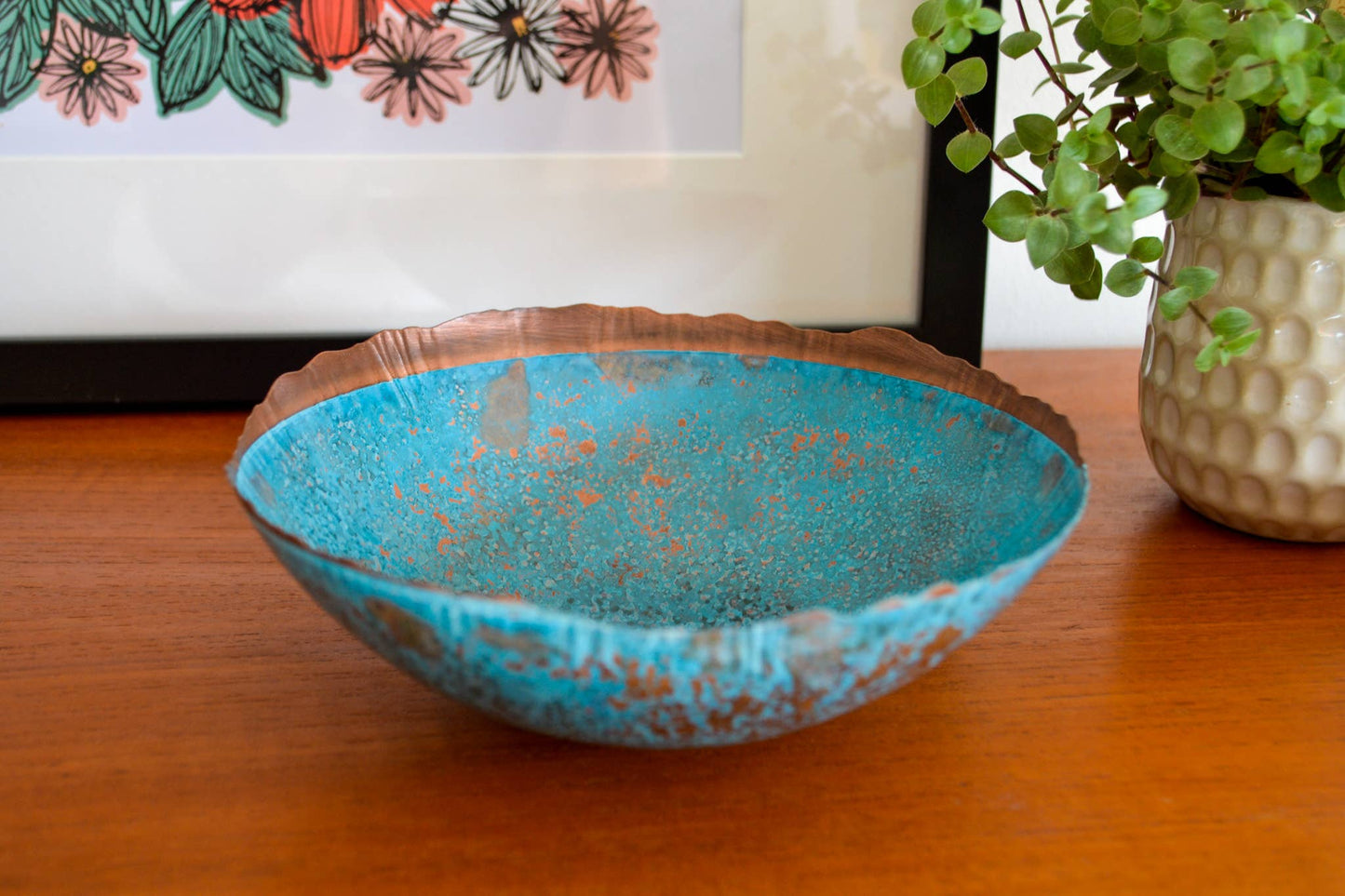 Hand raised Copper Bowl - Inverted patina