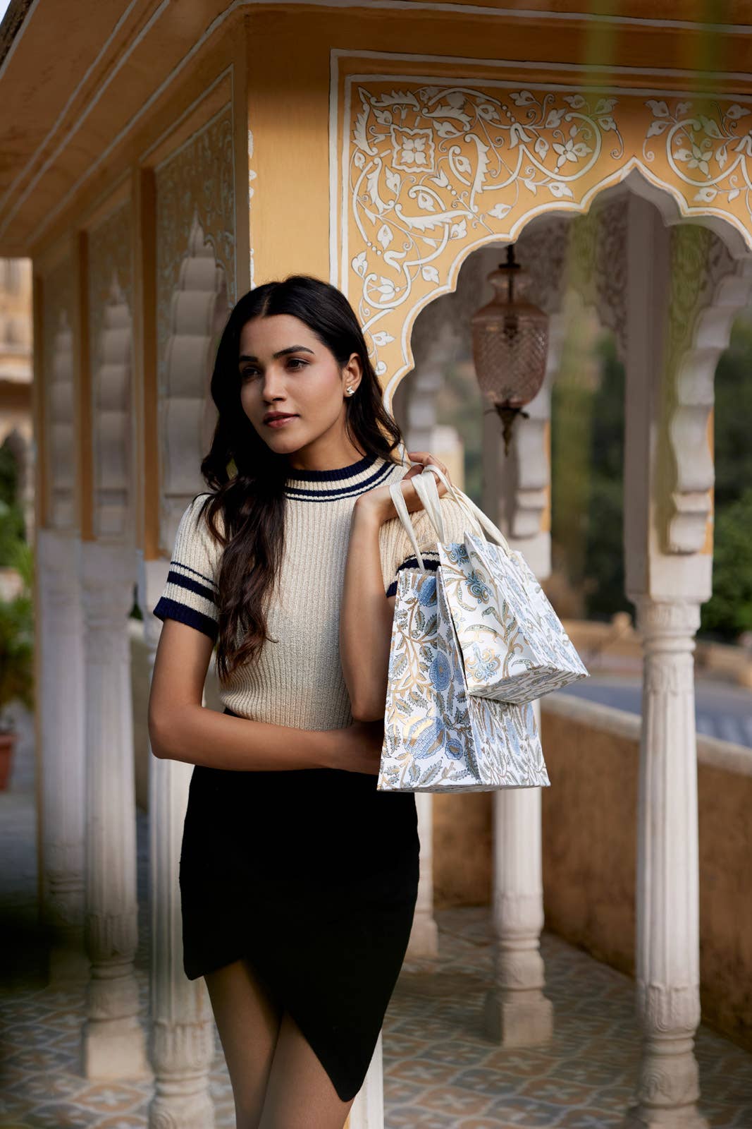 Hand Block Printed Gift Bags (Medium) - Blue Stone