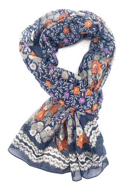 Women's square scarf Liberty pattern 100% polyester wool effect