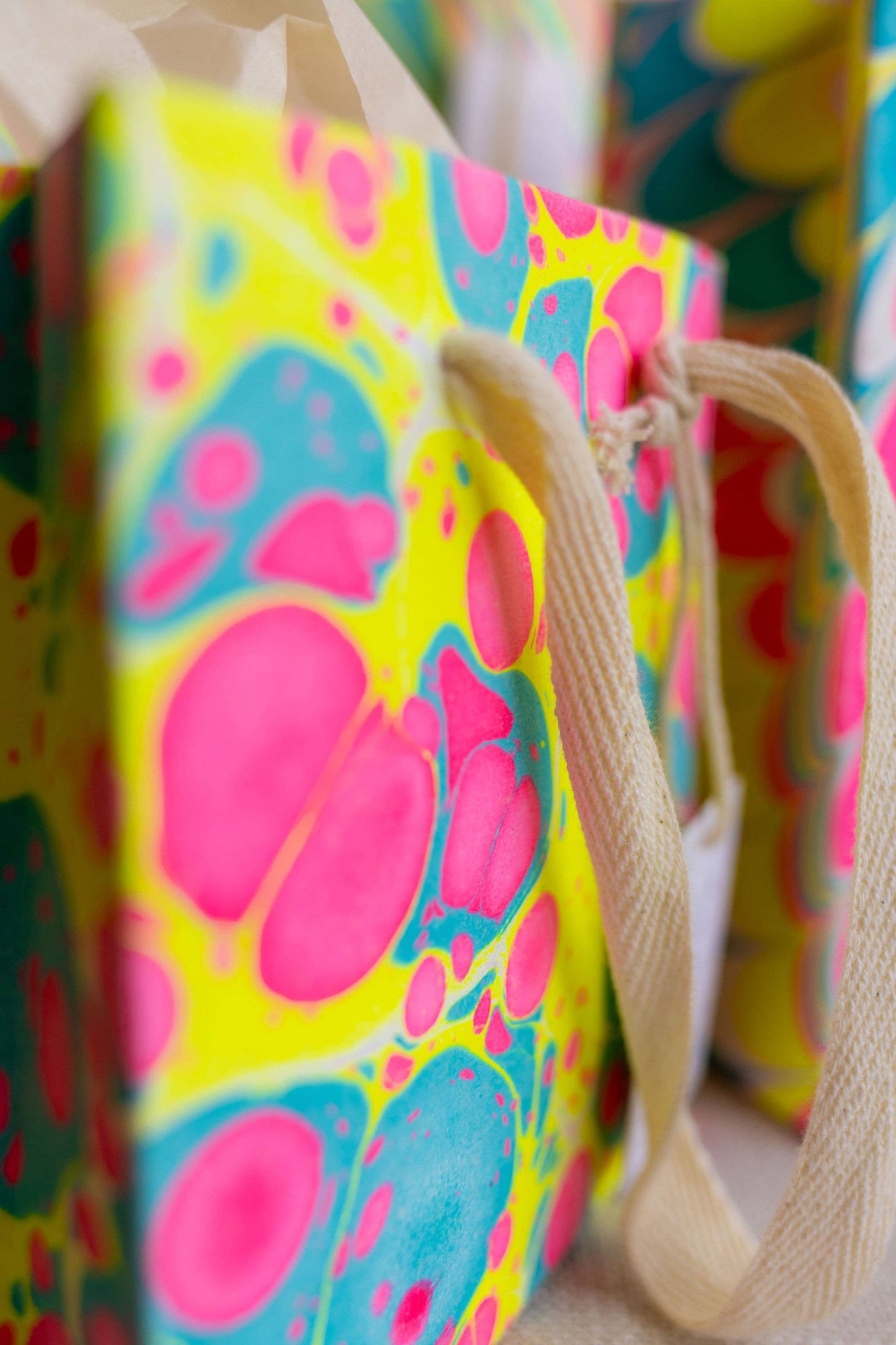 Hand Marbled Gift Bags (Small) - Neon
