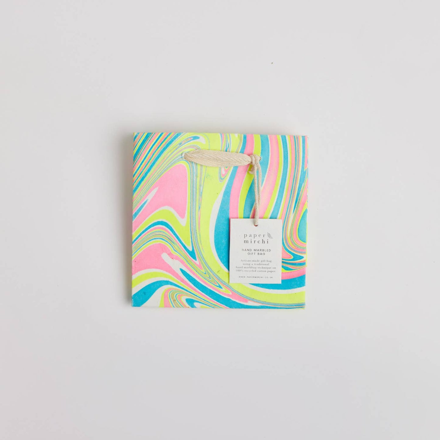 Hand Marbled Gift Bags (Small) - Neon