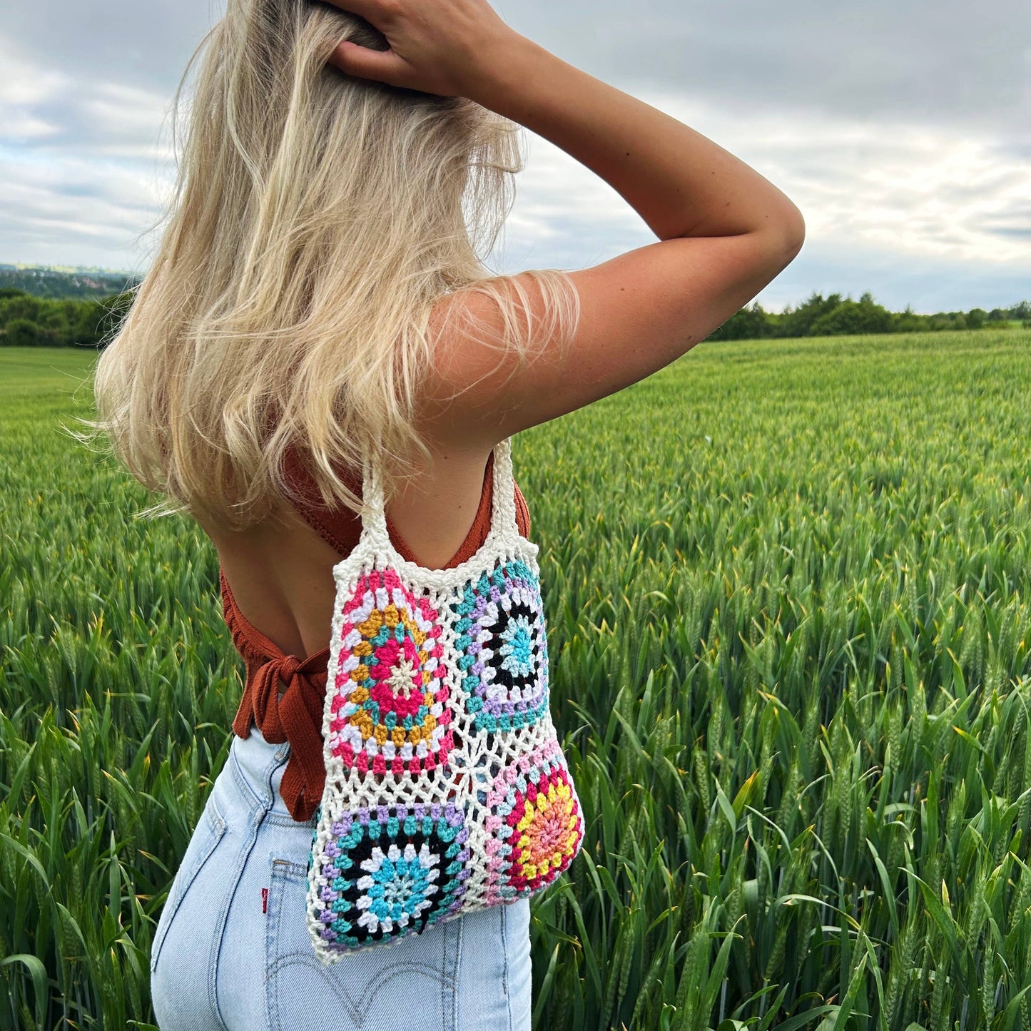 Handmade Granny Square Crochet Shoulder Bag Various Colours - SALE, WAS £29.99 NOW £20.00