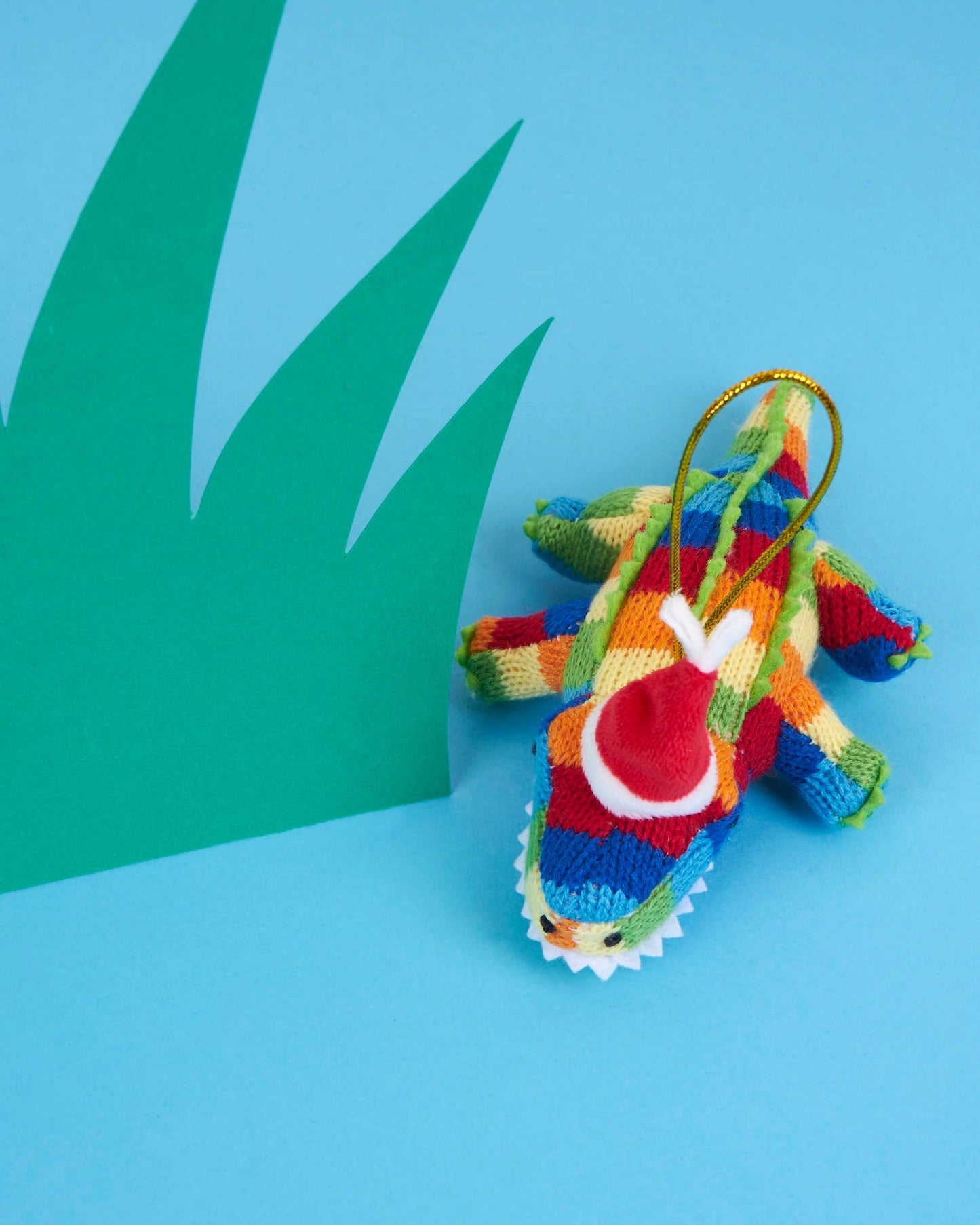 Crocodile Christmas Decoration Knitted Bright Stripes