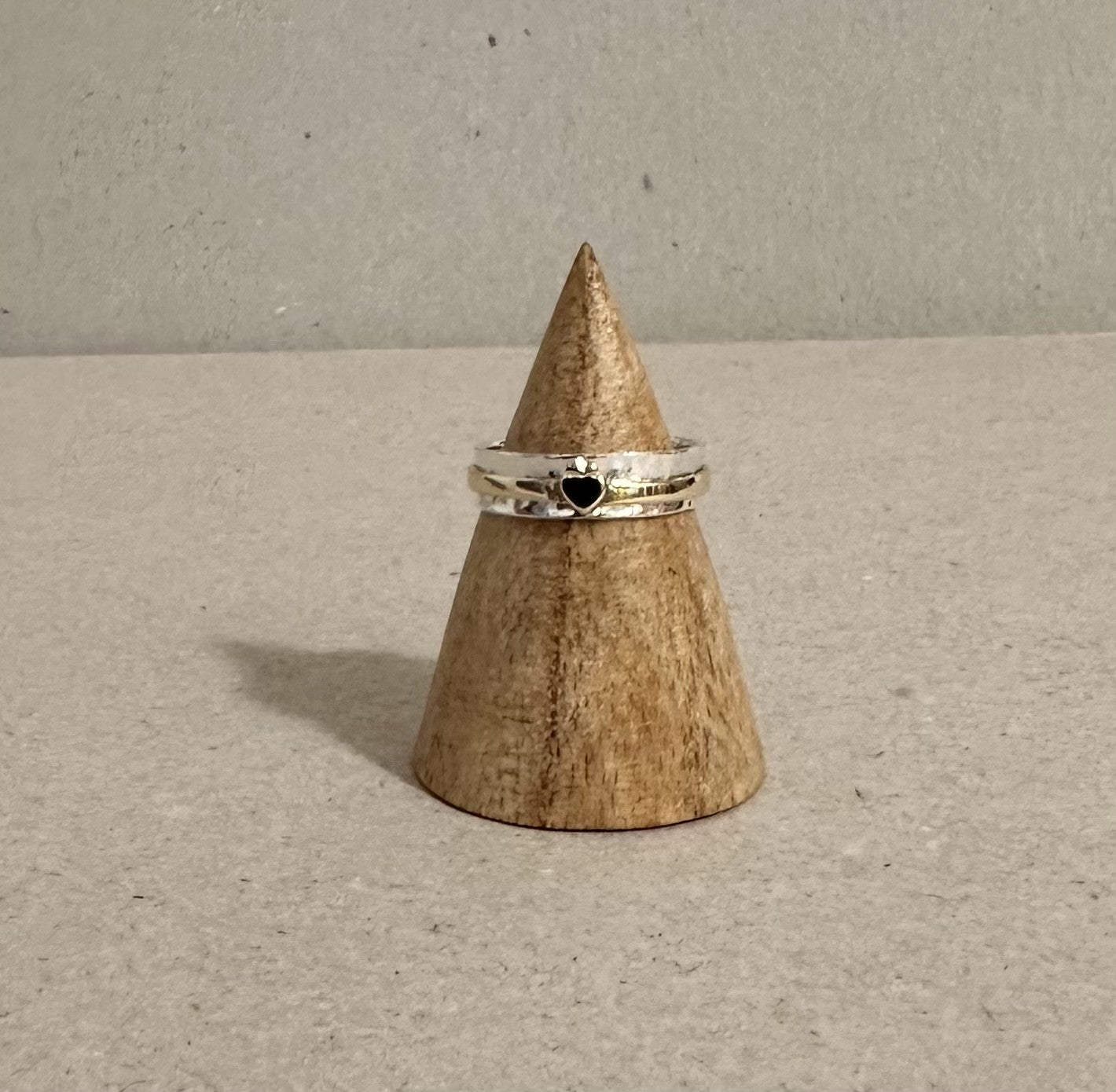Gemma Heart Spinning Ring Silver & Brass