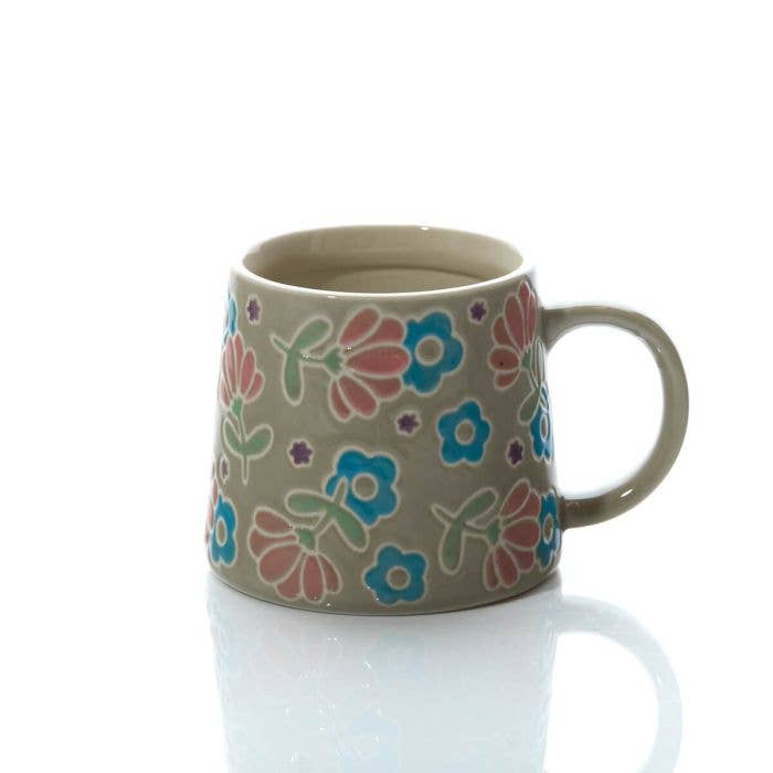 Stoneware Debossed Abstract Design 3 Asstd Mug