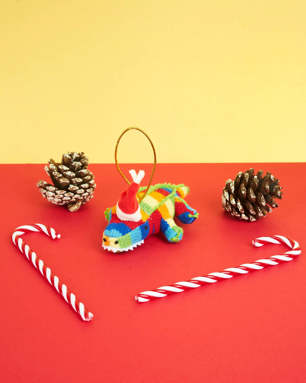 Crocodile Christmas Decoration Knitted Bright Stripes