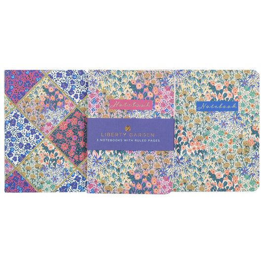 Pack of 3 A6 Lined Notebooks Liberty Garden