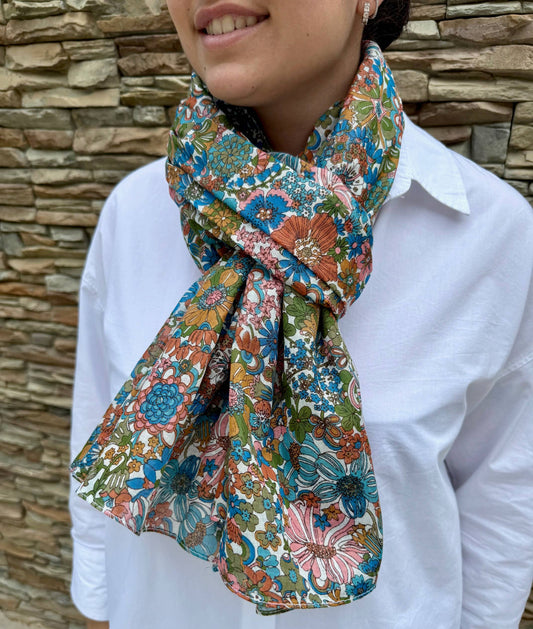 Floral printed 100% cotton scarf pareo