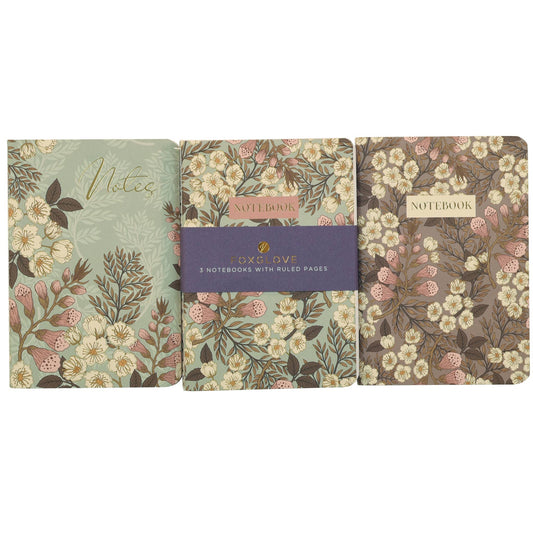 Pack of 3 A6 Lined Notebooks Foxglove