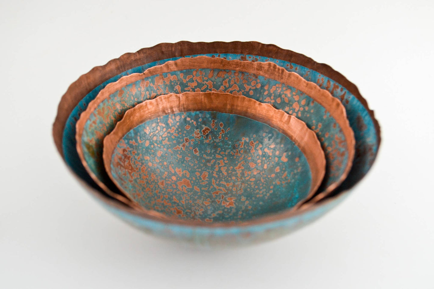 Hand raised Copper Bowl - Inverted patina