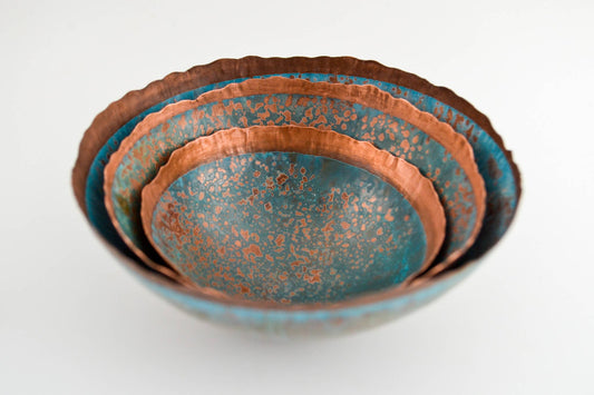 Hand raised Copper Bowl - Inverted patina
