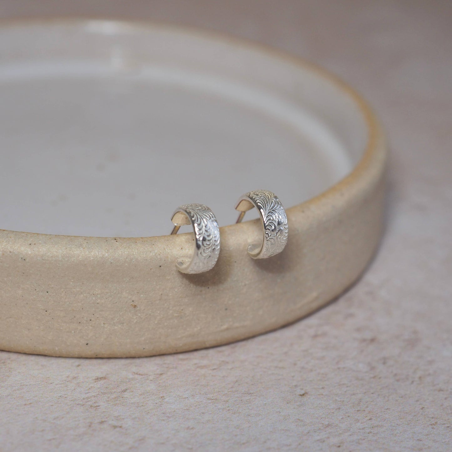 Sterling Silver Huggie Lace Hoops