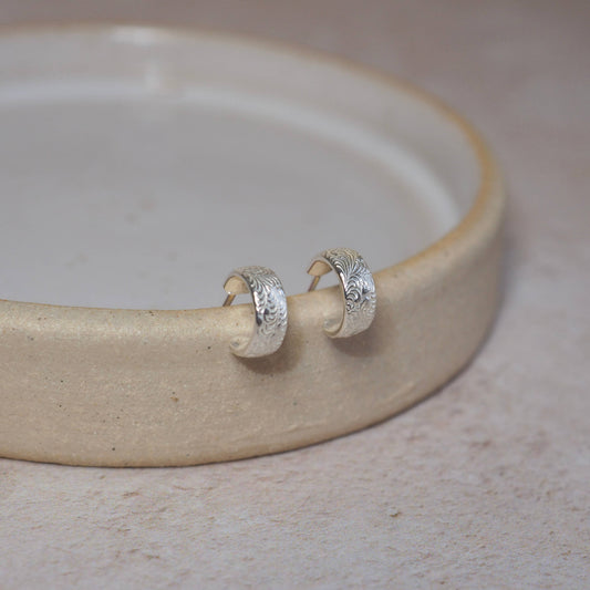 Sterling Silver Huggie Lace Hoops