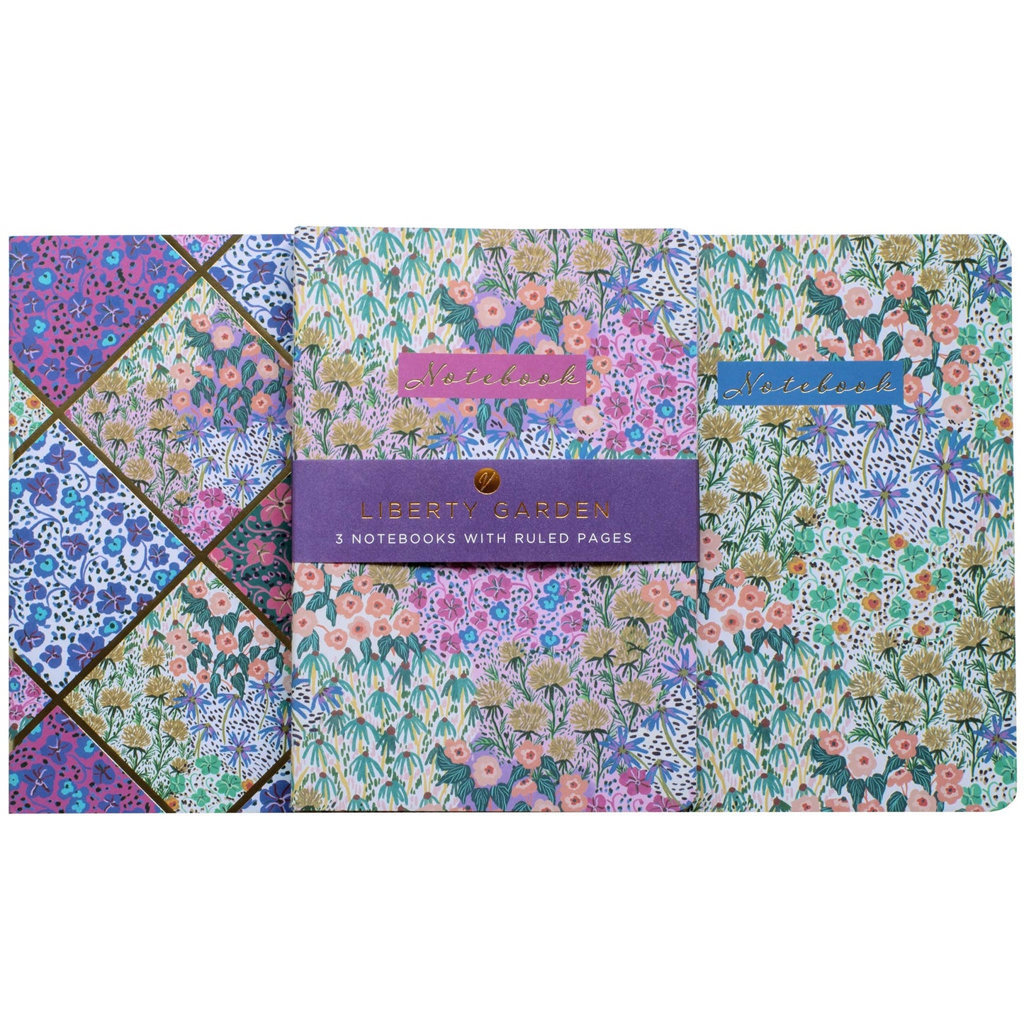 Pack of 3 A5 Lined Notebooks Liberty Garden
