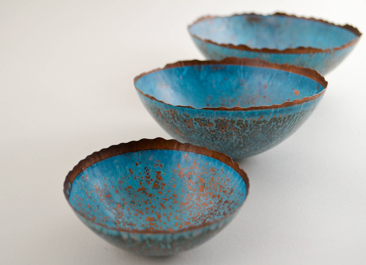 Hand raised Copper Bowl - Inverted patina