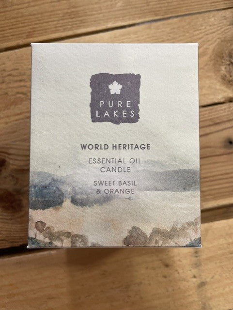 Pure Lakes World Heritage Essential Oil Candle 220g Sweet Basil & Orange