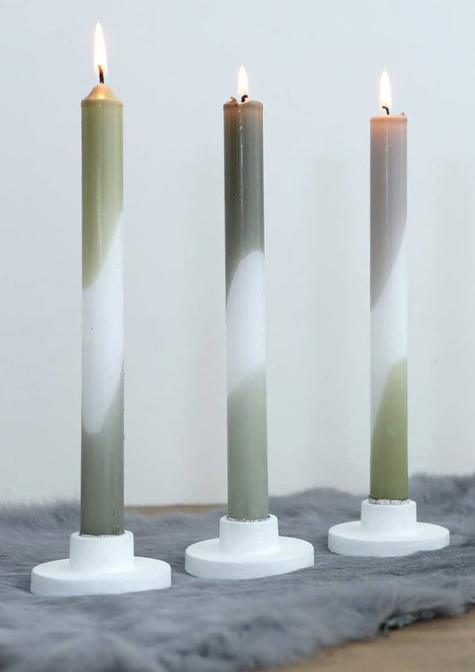 Ideas4Seasons – Ideas 4 Seasons Dip Dye candle h.24 Ø2.2 cm set 3 olive-sage