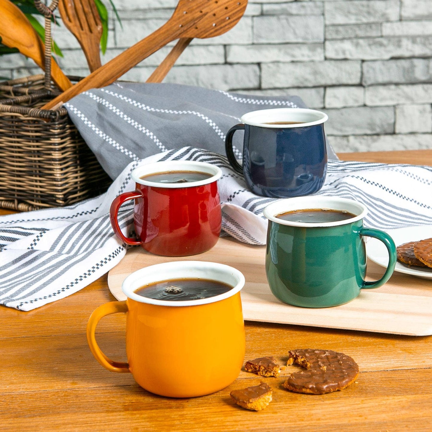 Argon Tableware Coloured Enamel Belly Mug - 375ml - Yellow