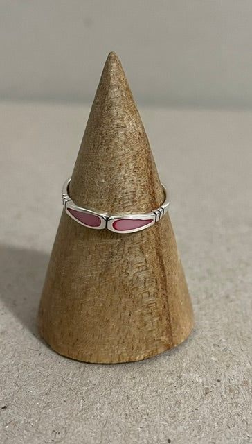 Zaha Silver Stacking Ring with Pink Mother of Pearl