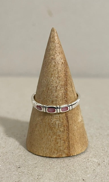 Zena Silver Stacking Ring with Pink Mother of Pearl
