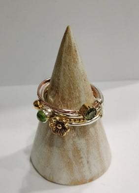R322 Brass & silver stacked Ring