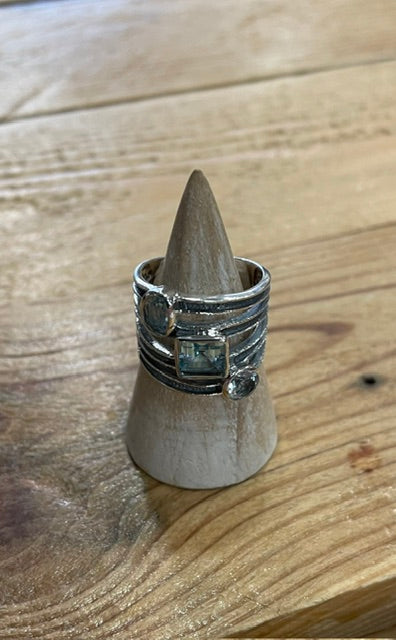 R46BT Blue Topaz Ring - Size K