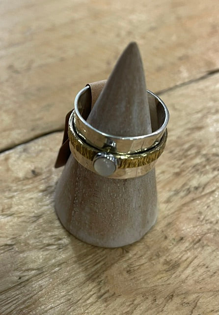 SP76C Copper & silver labradorite ring