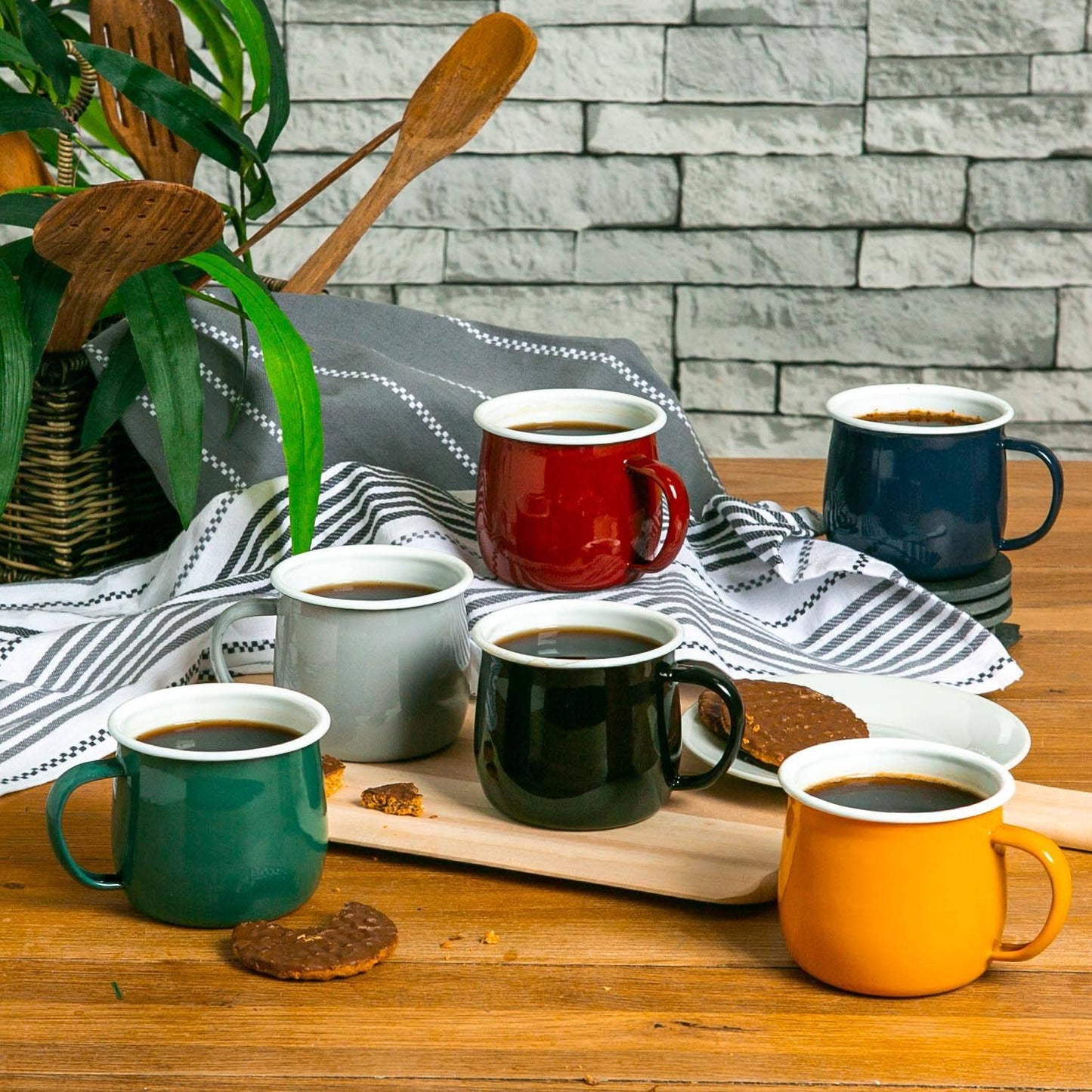 Argon Tableware Coloured Enamel Belly Mug - 375ml - Yellow
