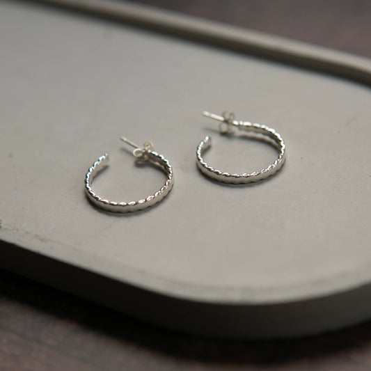 Flat Twist Hoop Studs Sterling Silver dainty design earrings