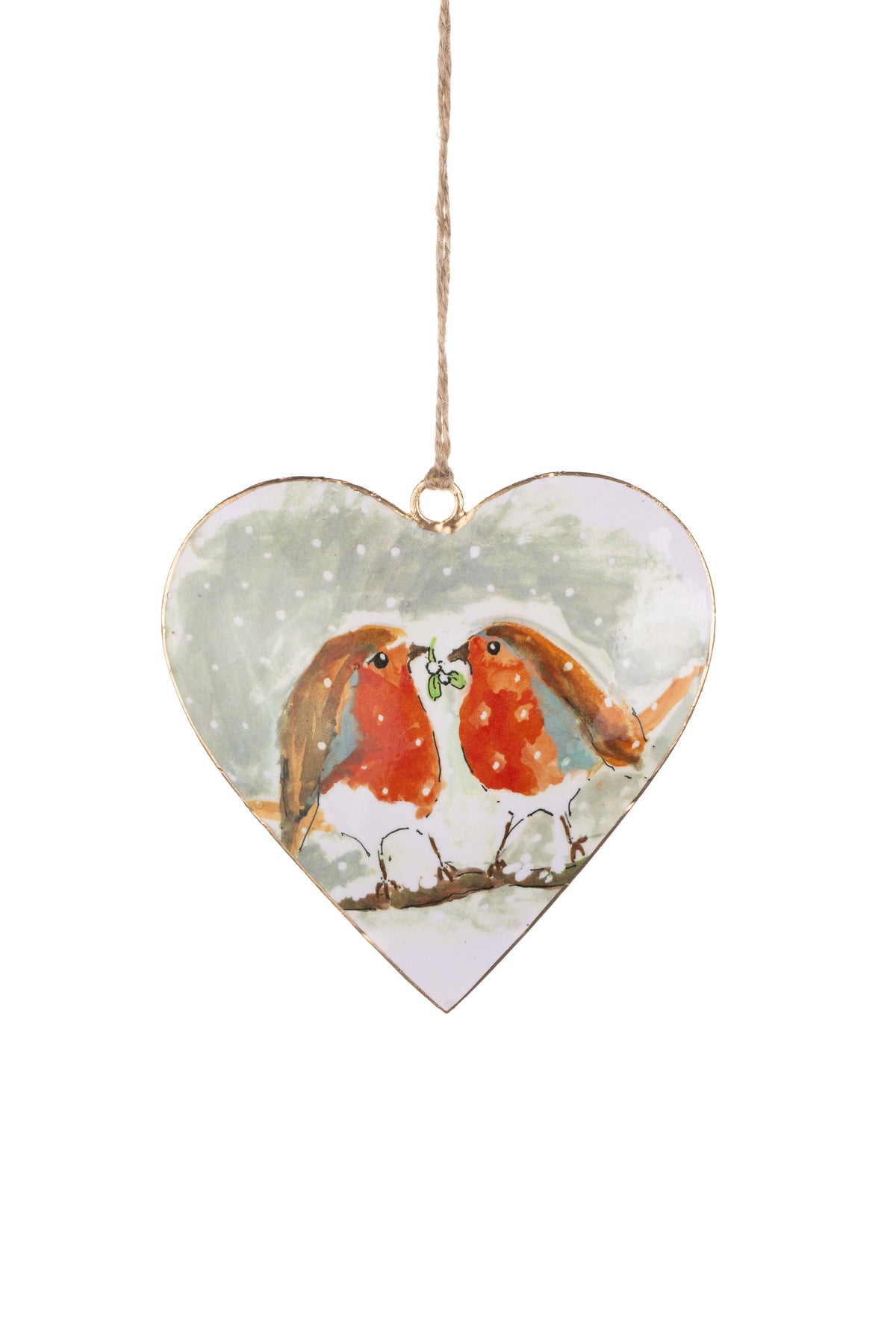 Heart with a Pair of Robins and Mistletoe