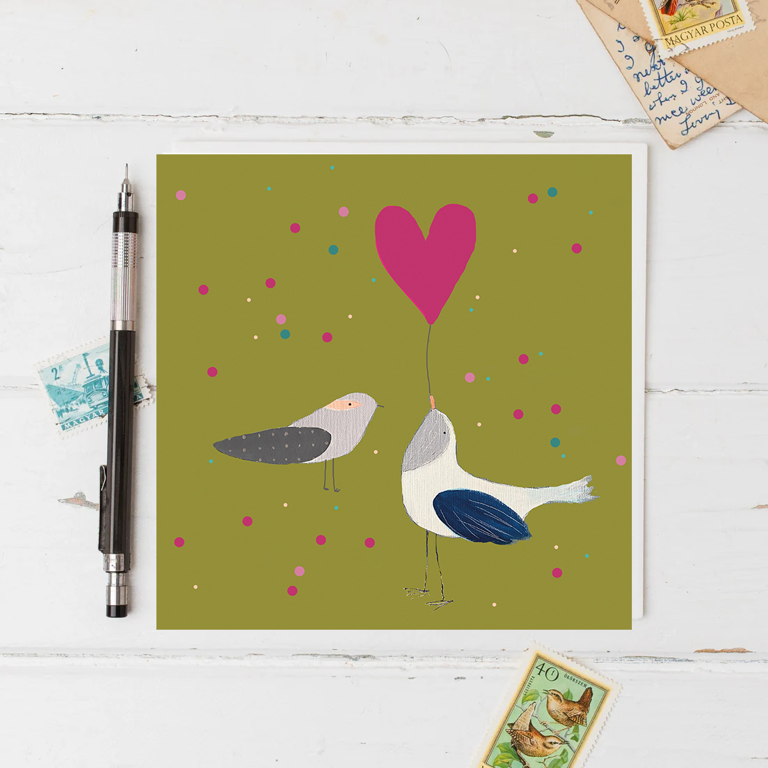 LB09 Two Birds one Heart card