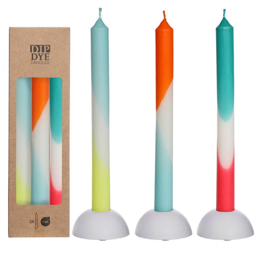 Ideas4Seasons – Ideas 4 Seasons Dip Dye candle h.24 Ø2.2 cm set 3 blue-red-yellow