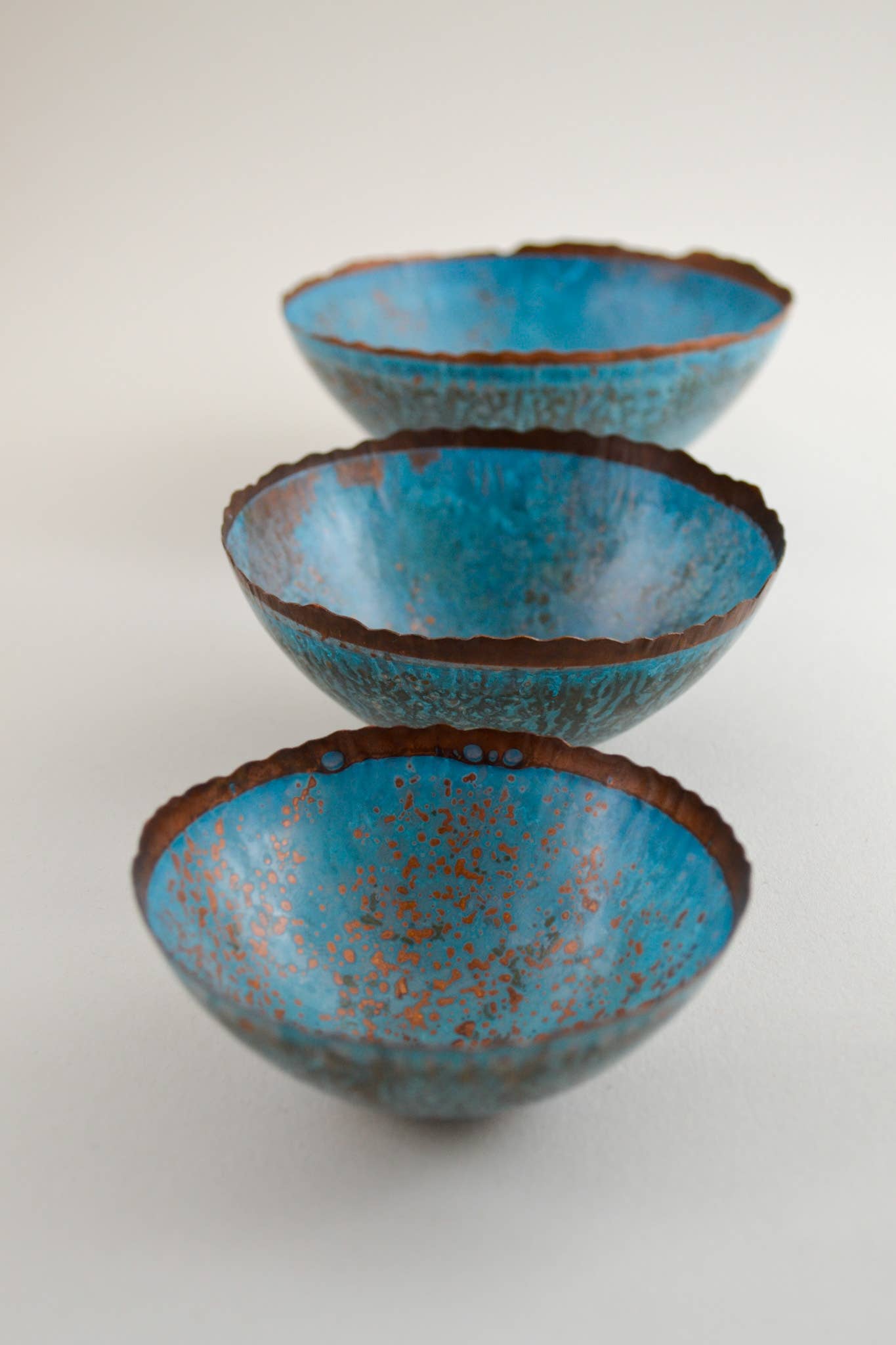 Hand raised Copper Bowl - Inverted patina