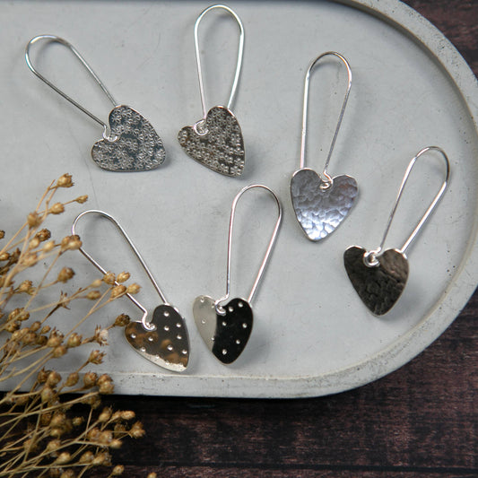 Medium Heart Sterling Silver patterned