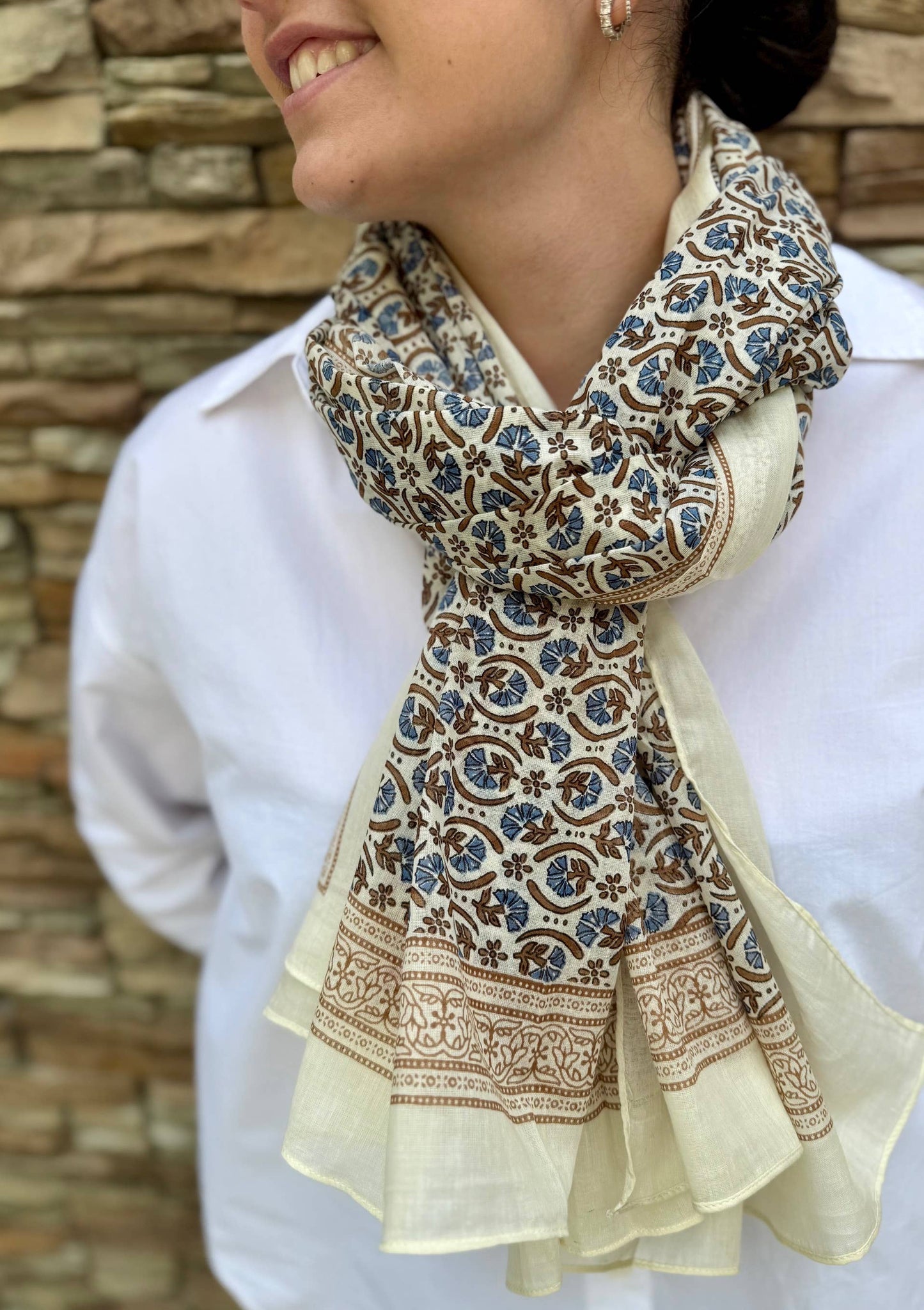 Printed sarong scarf – 100% Indian blockprint cotton - women