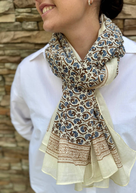 Printed sarong scarf – 100% Indian blockprint cotton - women