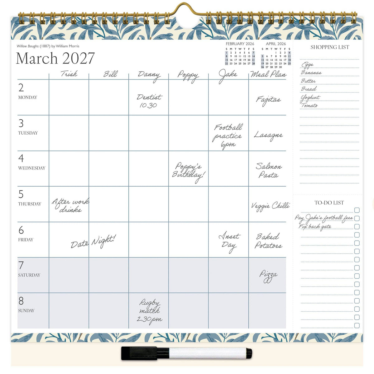 William Morris Family Organiser Calendar 2027