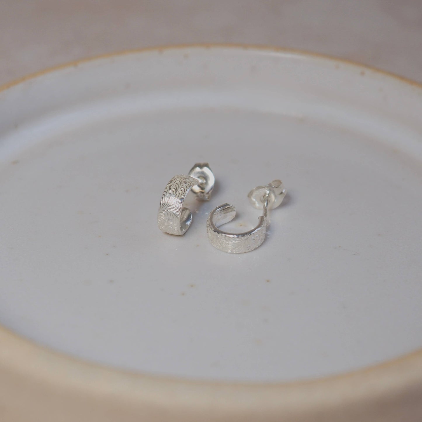 Sterling Silver Huggie Lace Hoops