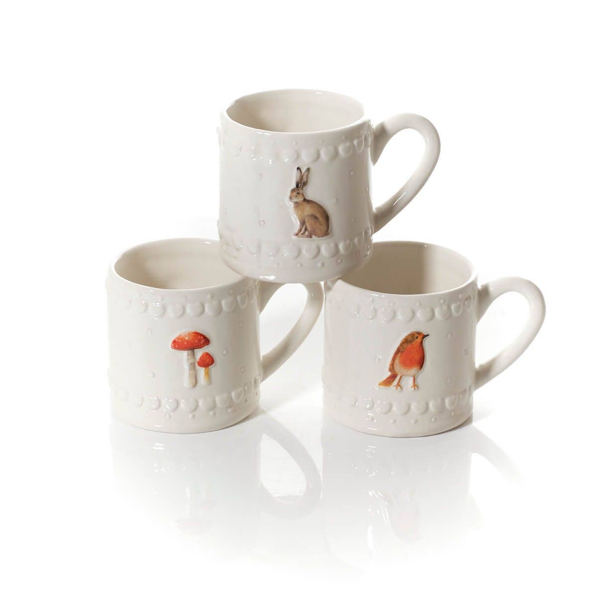 Countryside Woodland Ceramic Embossed Robin Mug